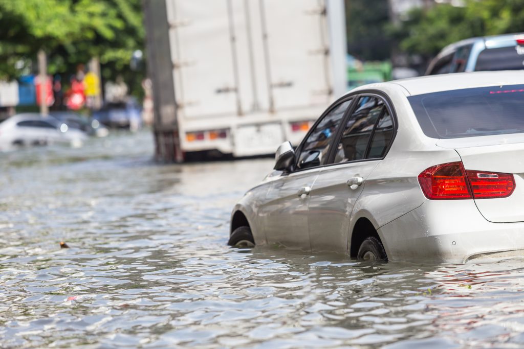 Flood damaged car