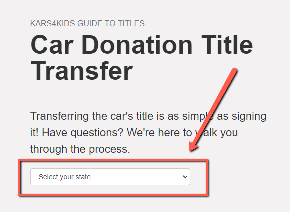Car donation title transfer guide - state search