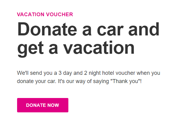Donate a car and get a vacation Donate a car and get a vacation