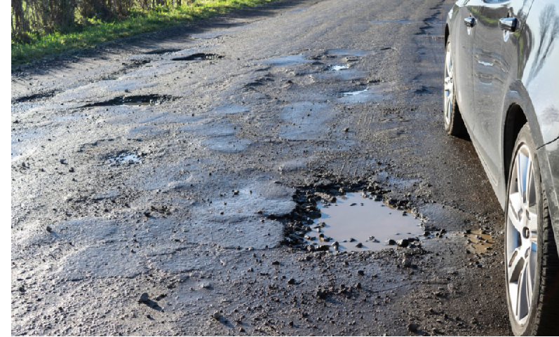 deal with potholes driver car avoid