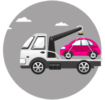 animation of kars4kids tow truck picking up a car